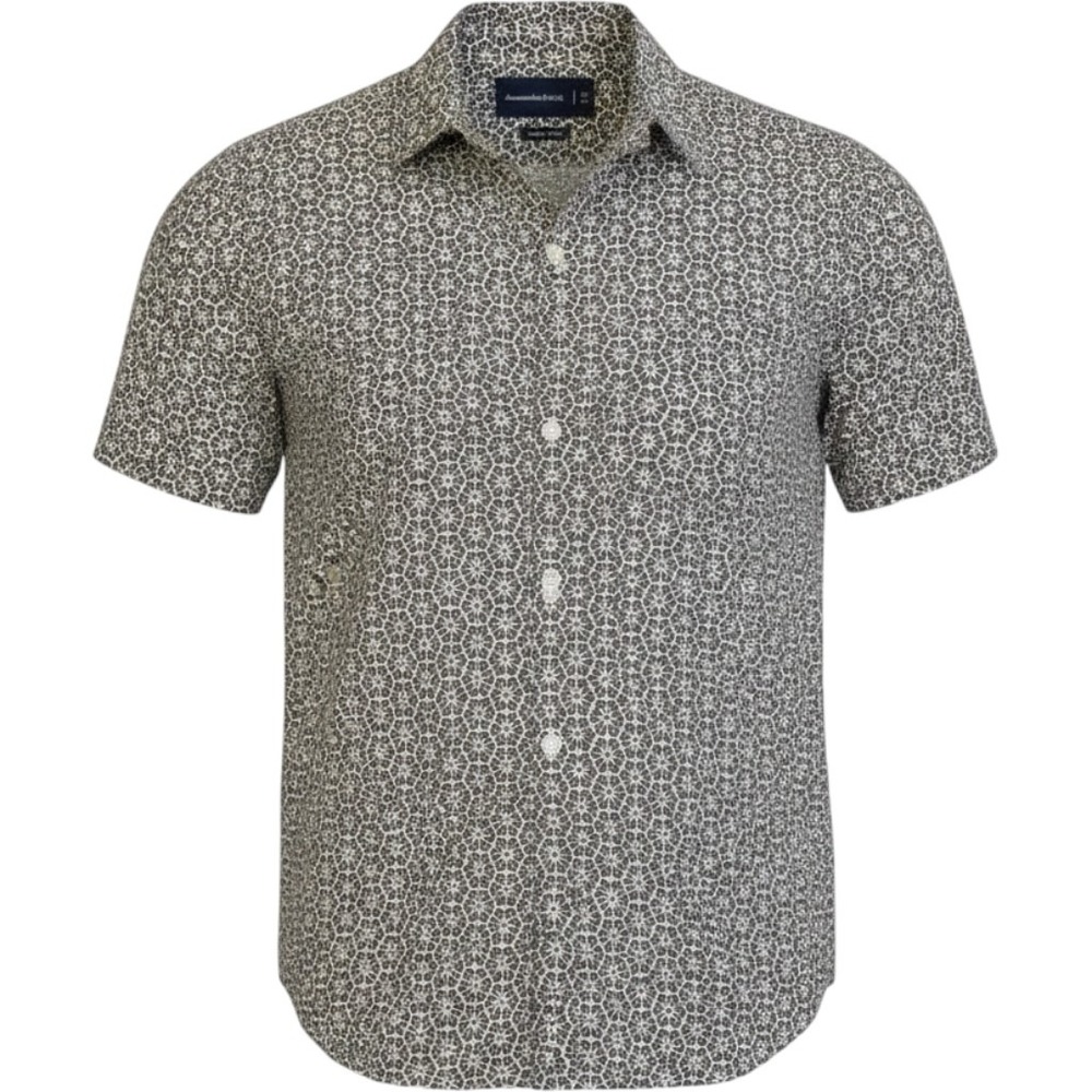 Abercrombie & Fitch Mens Linen Blend Floral Button Up Shirt Black White Medium